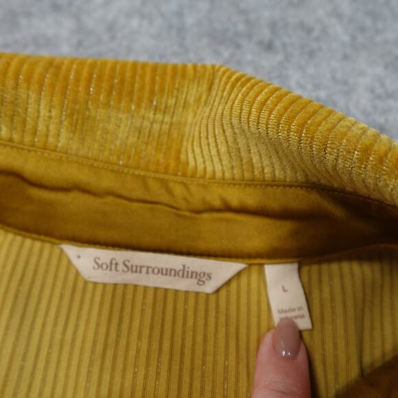 Soft Surroundings Top Womens Large Tunic Button Front Corduroy Gold Mustard Fall - Picture 3 of 9